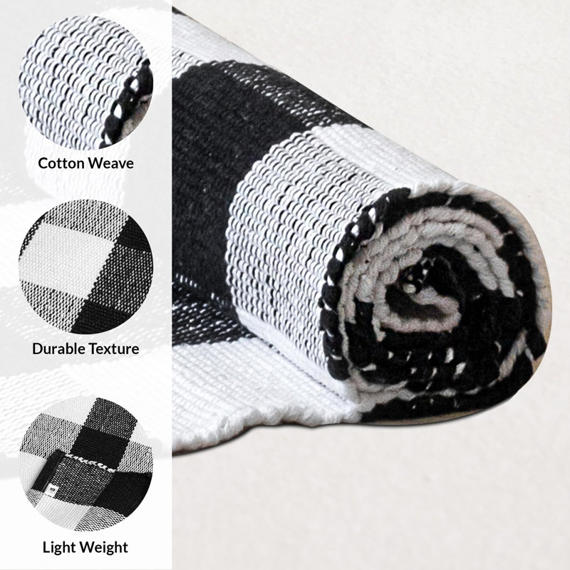 Buffalo Plaid Cliveden | 2' x 6' | Black & White, Black,Grey, White