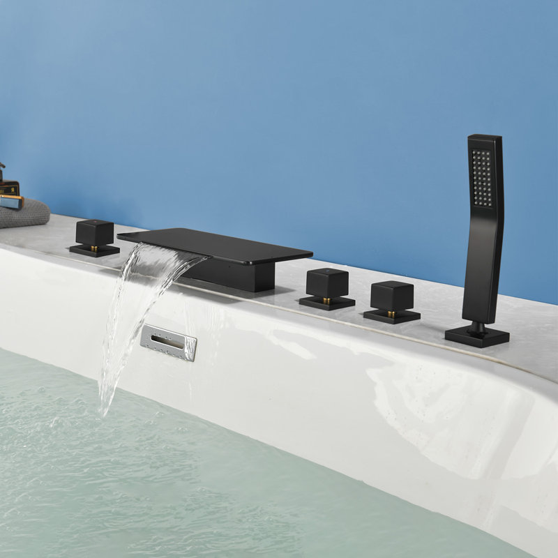 Robinet de baignoire romaine à fixation sur le comptoir, Noir, noir, noir, noir