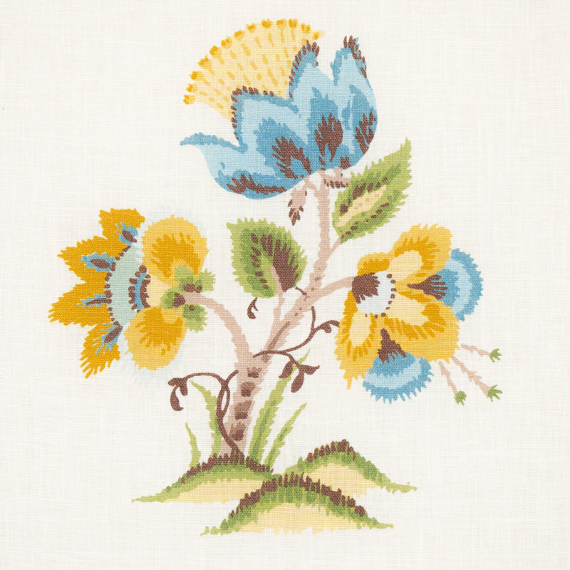 Tissu en lin Ashford, Ocre / ciel
