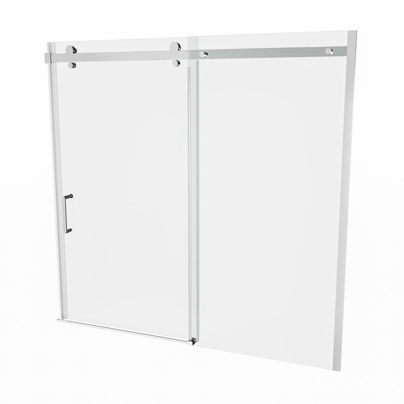 5/16 po  Porte de baignoire semi-coulissante en verre trempé transparent de 8 à 56 l x H 60 mm de 8 mm, roulettes en acier inoxydable, rouille, porte d'installation personnalisable avec verre, revêtement, ajustement réglable antirouille,
