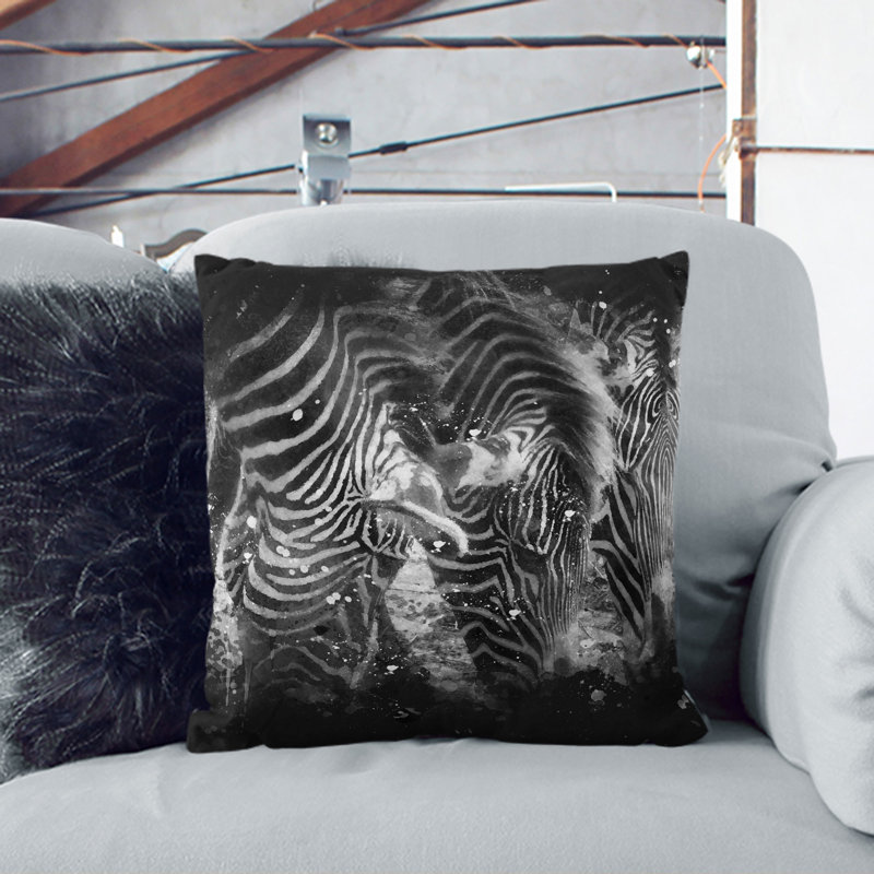 Zebras Vol.2 Paint Splash Square Throw Cushion, 55cm H x 55cm W x 20cm D