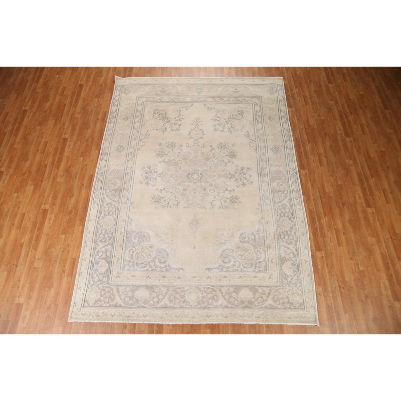 Tapis Tabriz patiné délavé noué à la main 8 x 11