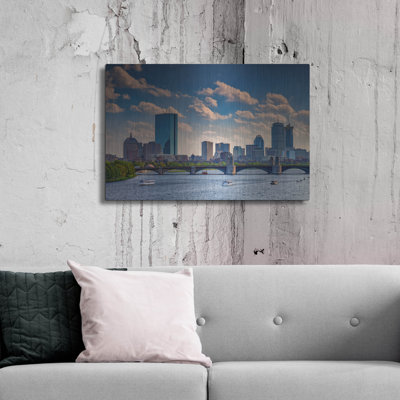 Mur en métal Ebern Designs «Longfellow Bridge And The Boston Skyline» par Rick Berk