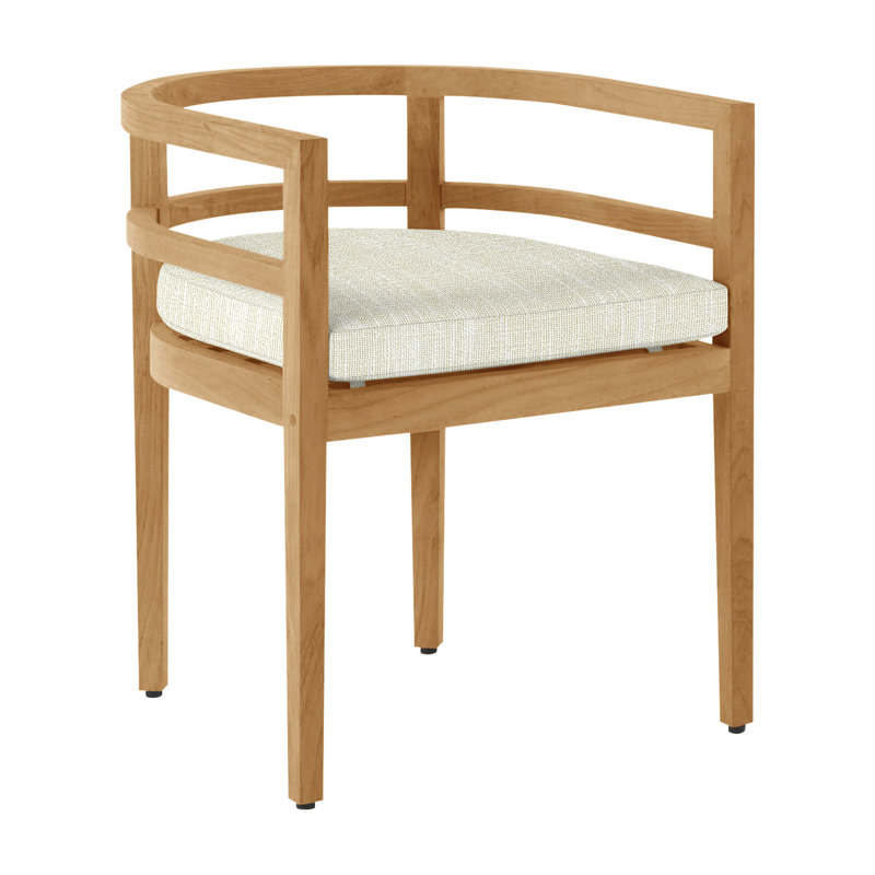 Santa Barbara Patio Dining Armchair with Cushions, Natural Teak, No Welt, Rollo Cream