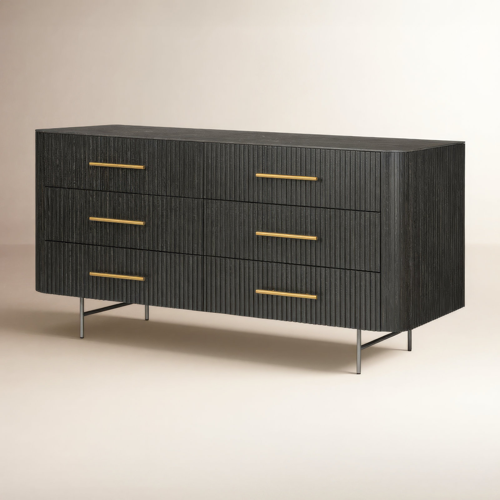 Toriano 6 - Drawer Double Dresser, Distressed Black