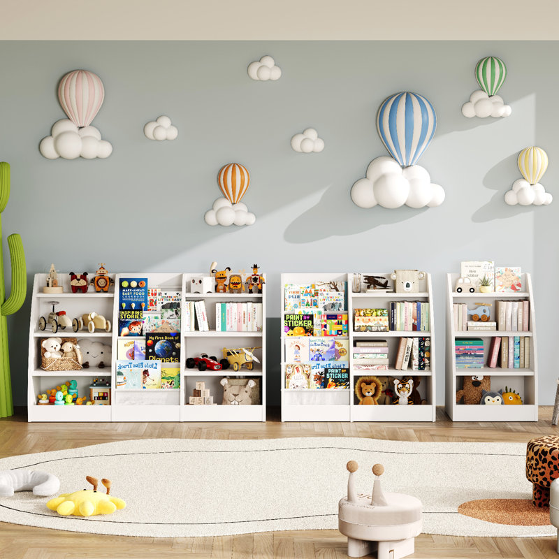 Bibliothèque pour enfants à 4 niveaux, bibliothèque pour enfants 4 couches, Blanc