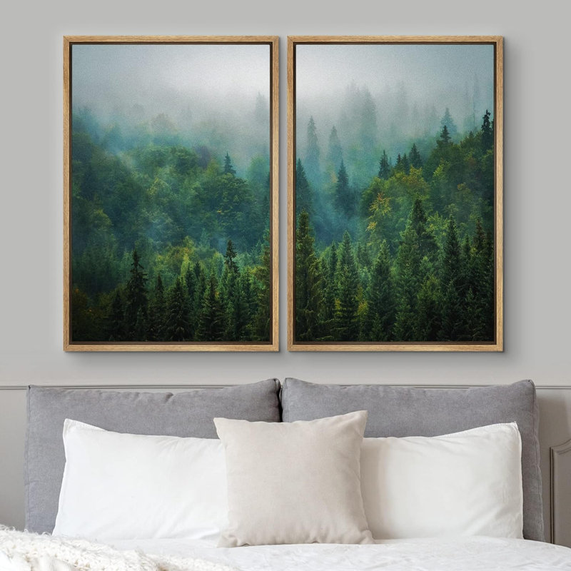 Vue aérienne de la forêt verte, impression de paysage rustique sur toile, 2 pièces, H 24 po x l 32 po x P 1,5 po