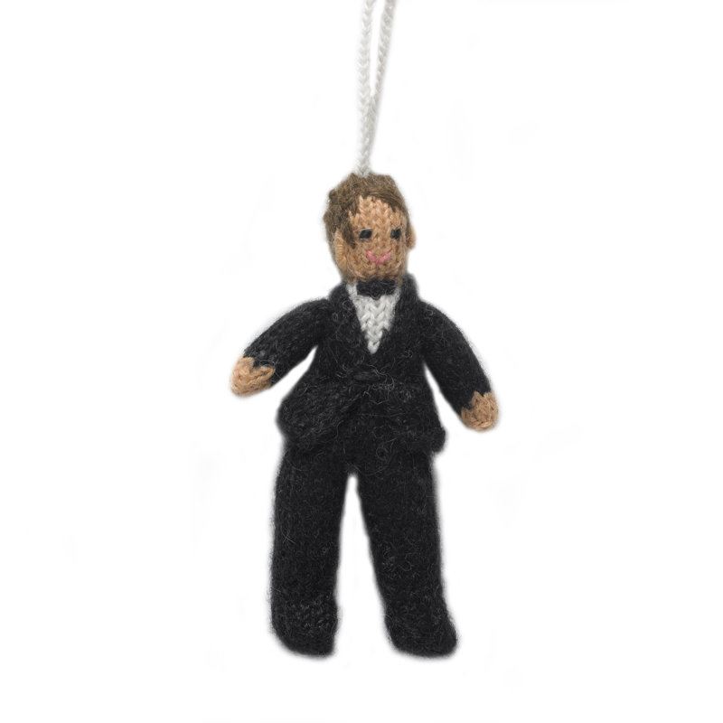 Hand-Knit Groom Hanging Figurine Ornament