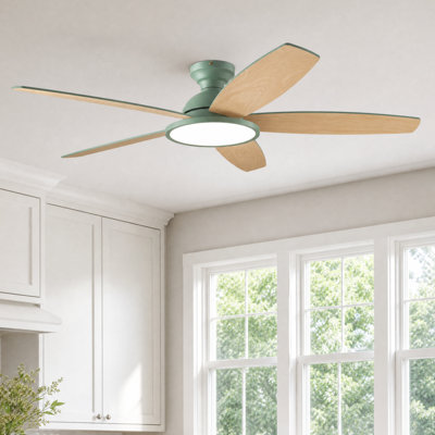 Low Profile 42" 5 - Blade Flush Mount Small Room Ceiling Fan with LED Light and Remote