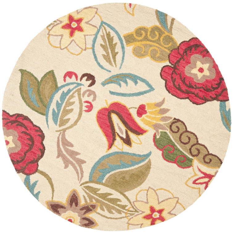 Emrick Hand Hooked Wool Floral Rug