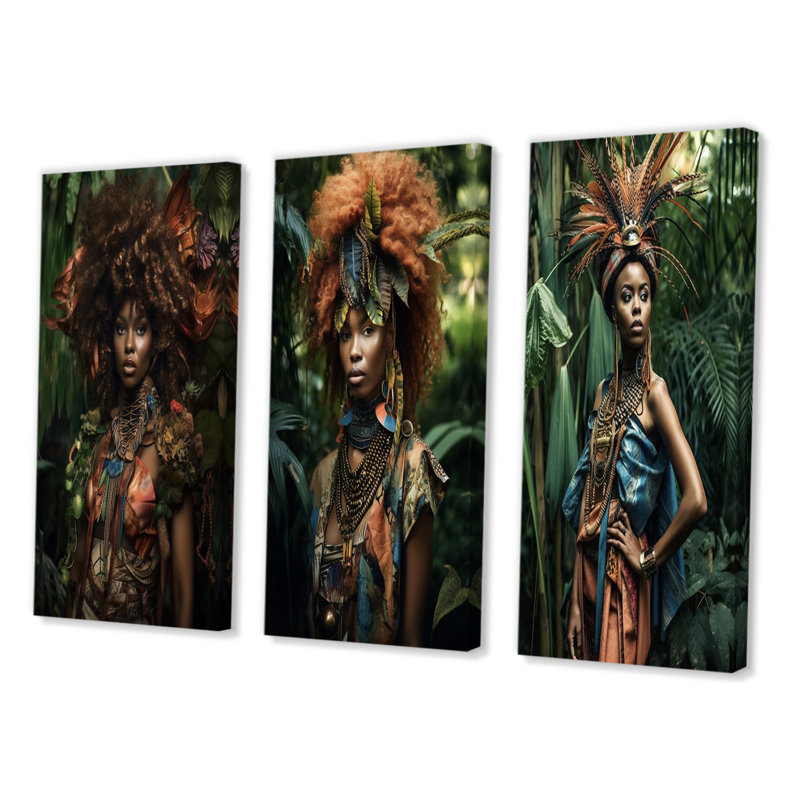 «Afropunk Haute Couture Jungle Model», 3 pièces, Toile tendue, H 28 po x l 36 po