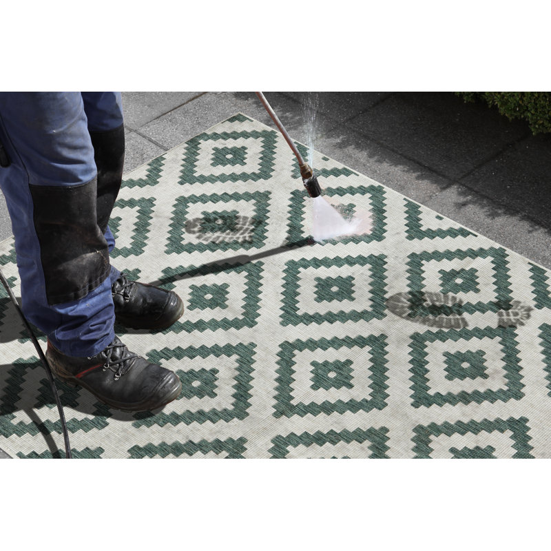 Malta flat-weave rug in green/cream, Rectangle 240 x 340cm
