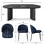 Ensemble de salle à manger 9 pièces moderne avec guéridon ovale 79 po et 8 chaises rembourrées à dossier incurvé-113982183