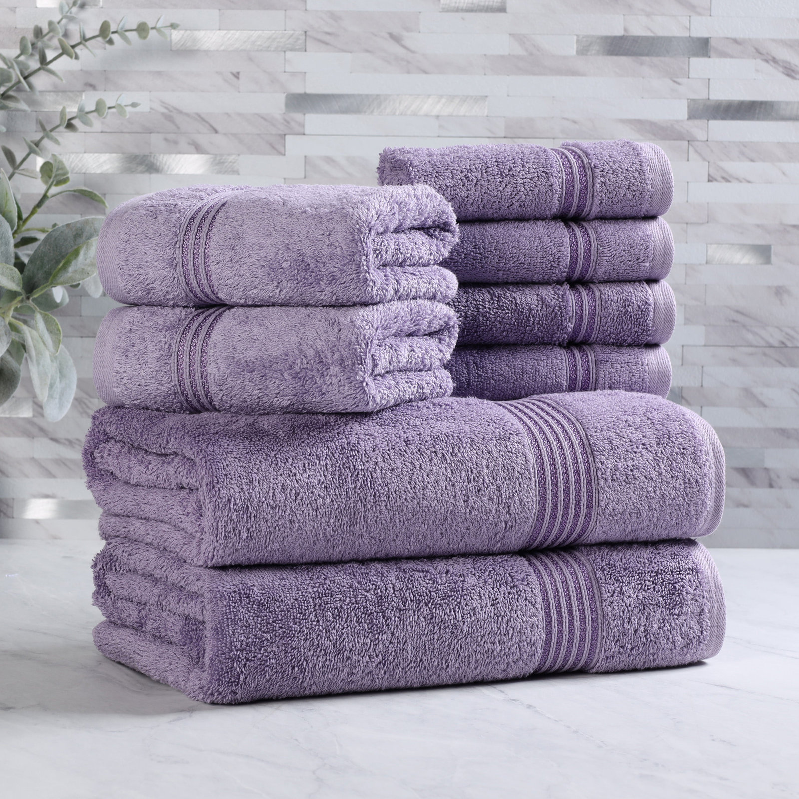 Alexia 8-Piece Egyptian Cotton Towel Set, Royal Purple