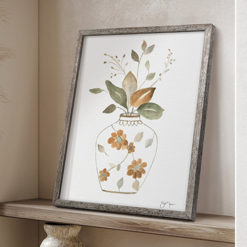 «Neutral Floral I», reproduction encadrée - bois massif 49555, H 11 po x l 9 po