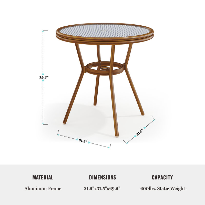 Ensemble de table bistro tissé toutes saisons avec cadre en aluminium Martha Stewart Lily Pond, Bleu, 4