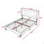 Structure de lit double tapissier pleine grandeur avec support en lattes de bois, beige