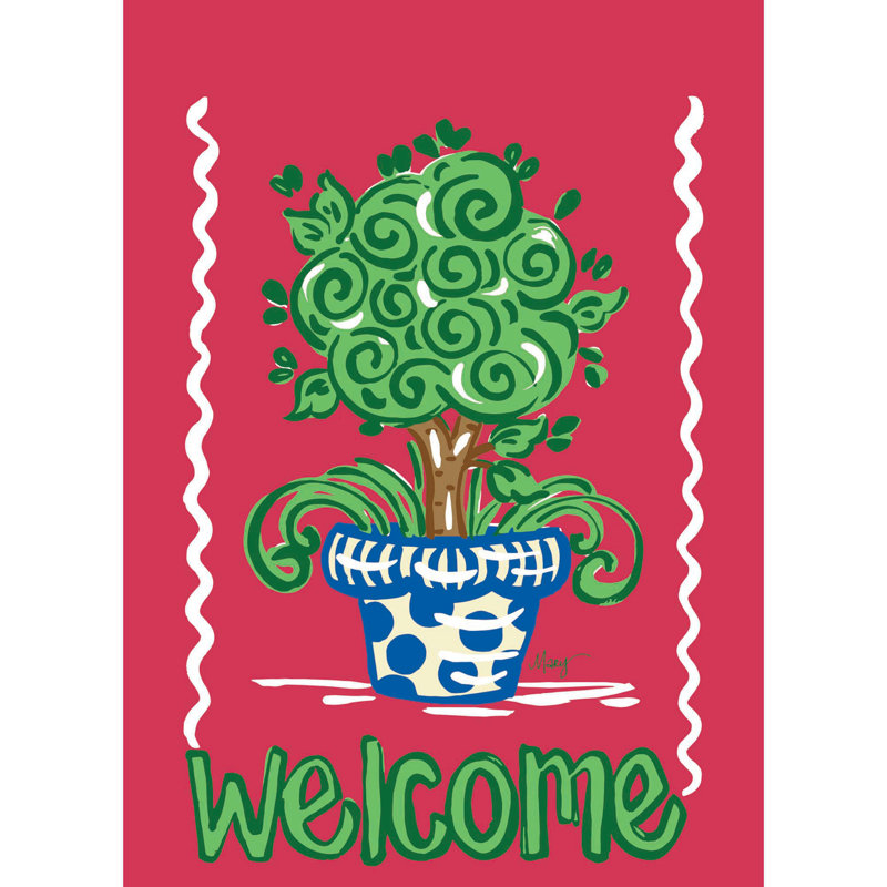 Welcome Topiary Multi-Color Polyester Garden Flag 13" x 18"