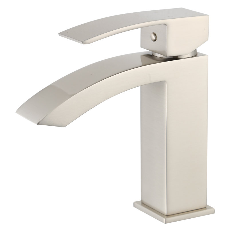 Robinet moderne pour lavabo de salle de bain à un seul trou Urbana, Nickel brossé