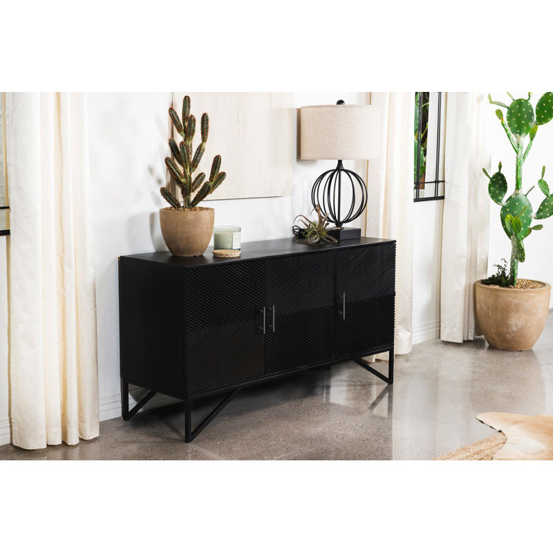 Riddell Black 56" Industrial 3-Door Accent Cabinet