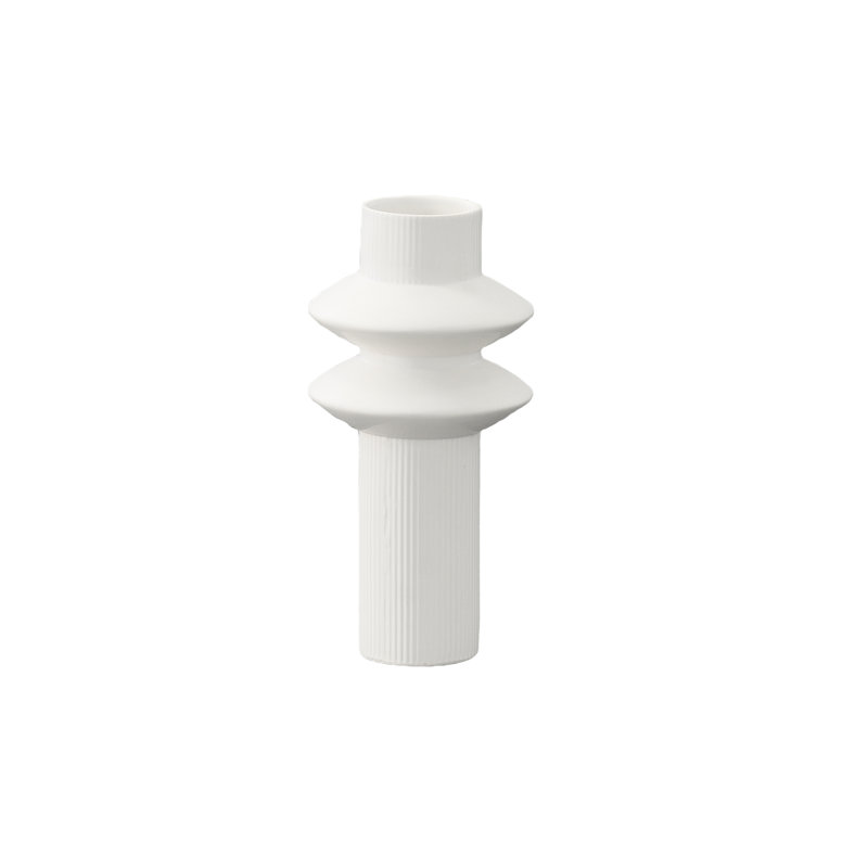 Ceramic Round Pipe Vase Matte Finish White