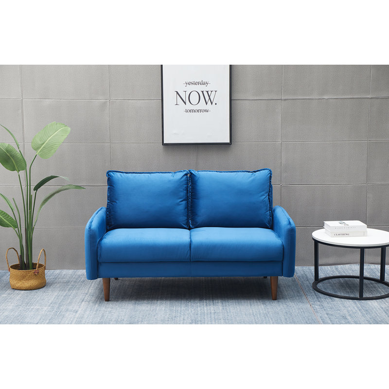Abdur-Rasheed 58'' Velvet Loveseat, Space Blue Velvet