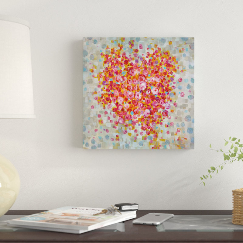 « circle of hearts », impression sur toile, H 37 po x l 37 po x P 1,5 po, Papier d'art encadré noir, Pas de tapis