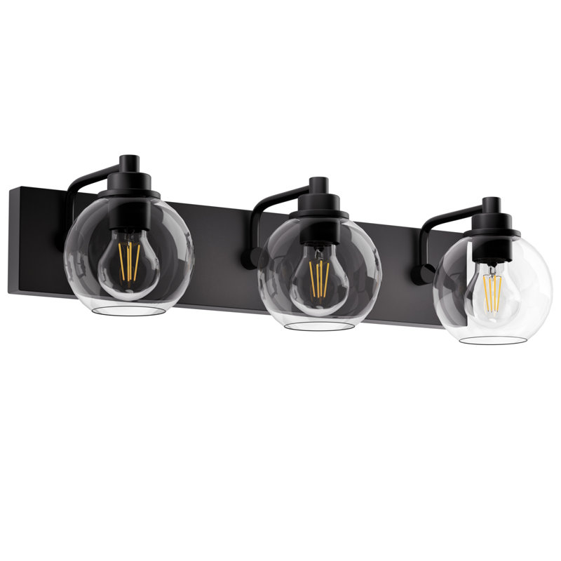 Luminaire de salle de bain à intensité variable avec abat-jour transparent, Noir mat