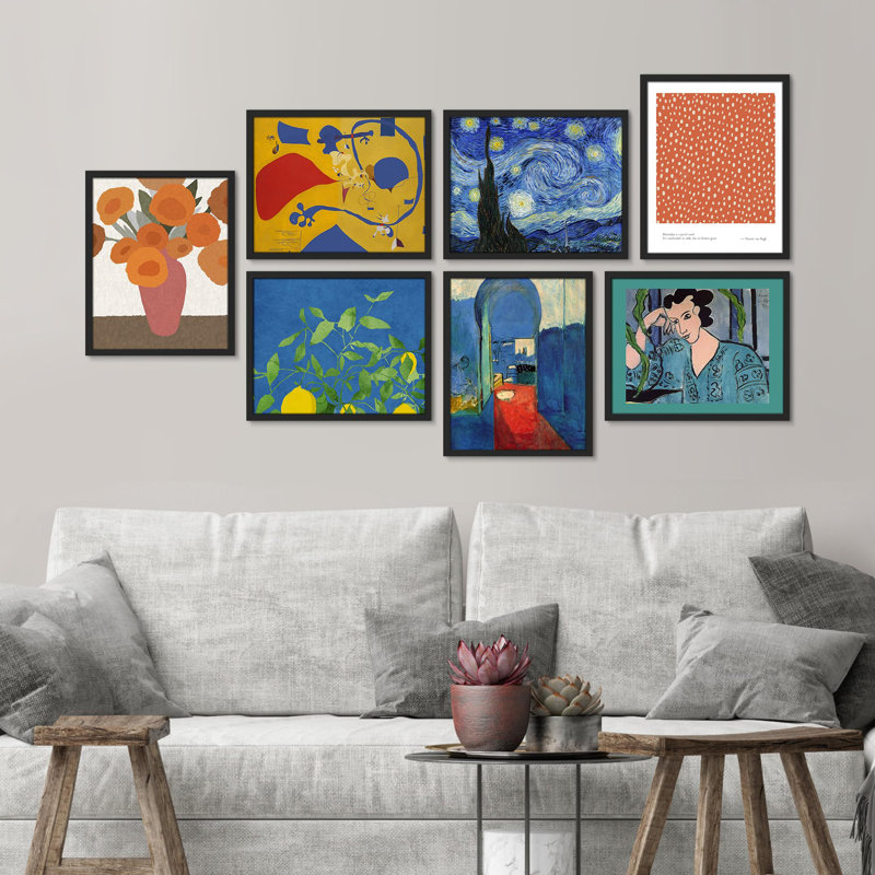 «Multicolor Colorful Flower Starry Night Van Gogh», reproduction géométrique abstraite encadrée sur papier, 7 pièces