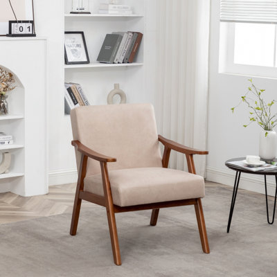 Chaise d'appoint Mid-Century moderne avec structure en bois massif