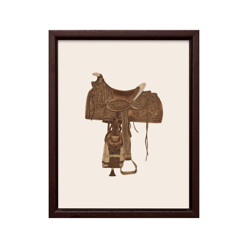 Selle de cheval No4, Canvas, 12"H x 16"W, Brown Framed