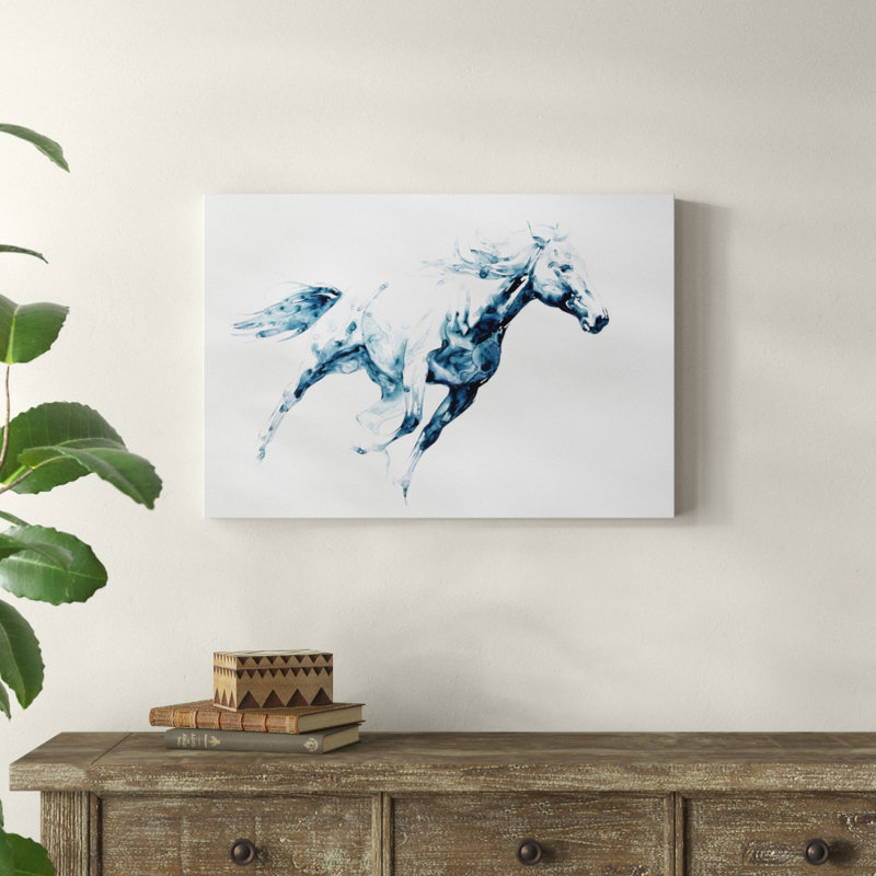 «Sapphire Gallop I» par Julie T. Chapman - reproduction d'art sur toile, H 16 po x l 24 po x P 2 po