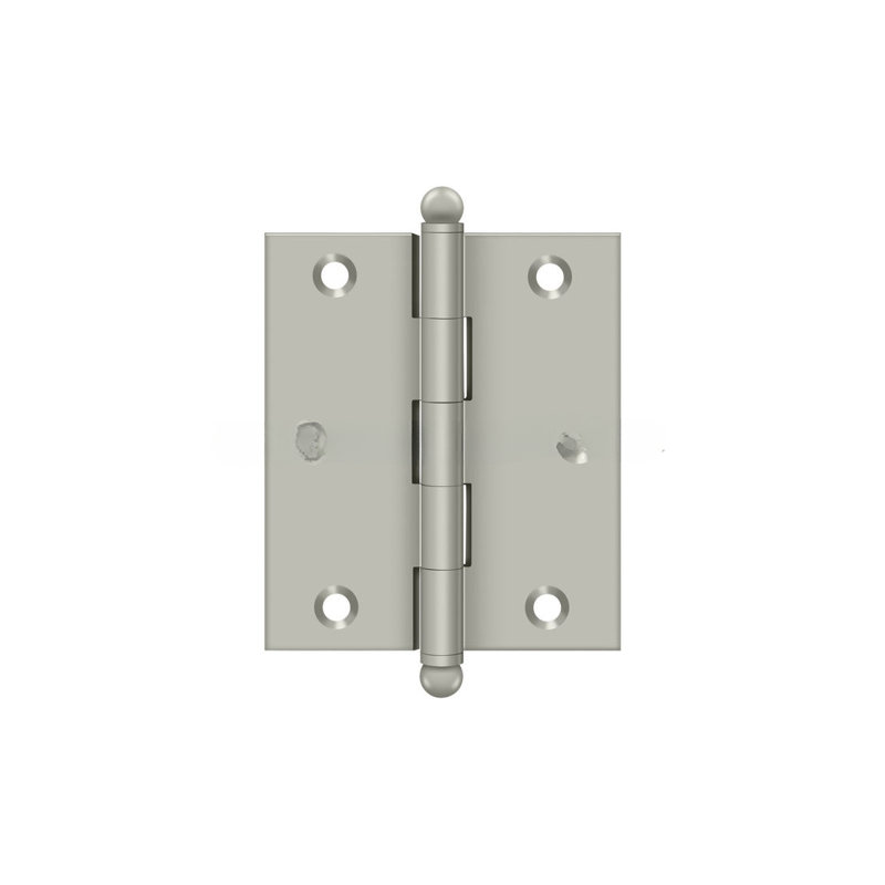 Deltana CH3025U26D 3" Height X 2-1/2" Width Full Inset Cabinet Butt Hinge With Ball Tip Brushed Chrome Pair, Brushed Nickel