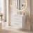 24" Wall-Mounted Glossy White Bathroom Vanity with Soft-Close Doors and Ceramic Sink
