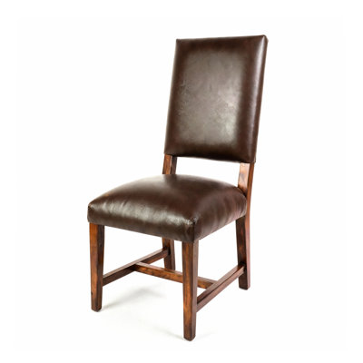 Chaise d'appoint à dossier haut avec peau de vache bringée - Chaise d'appoint en cuir brun