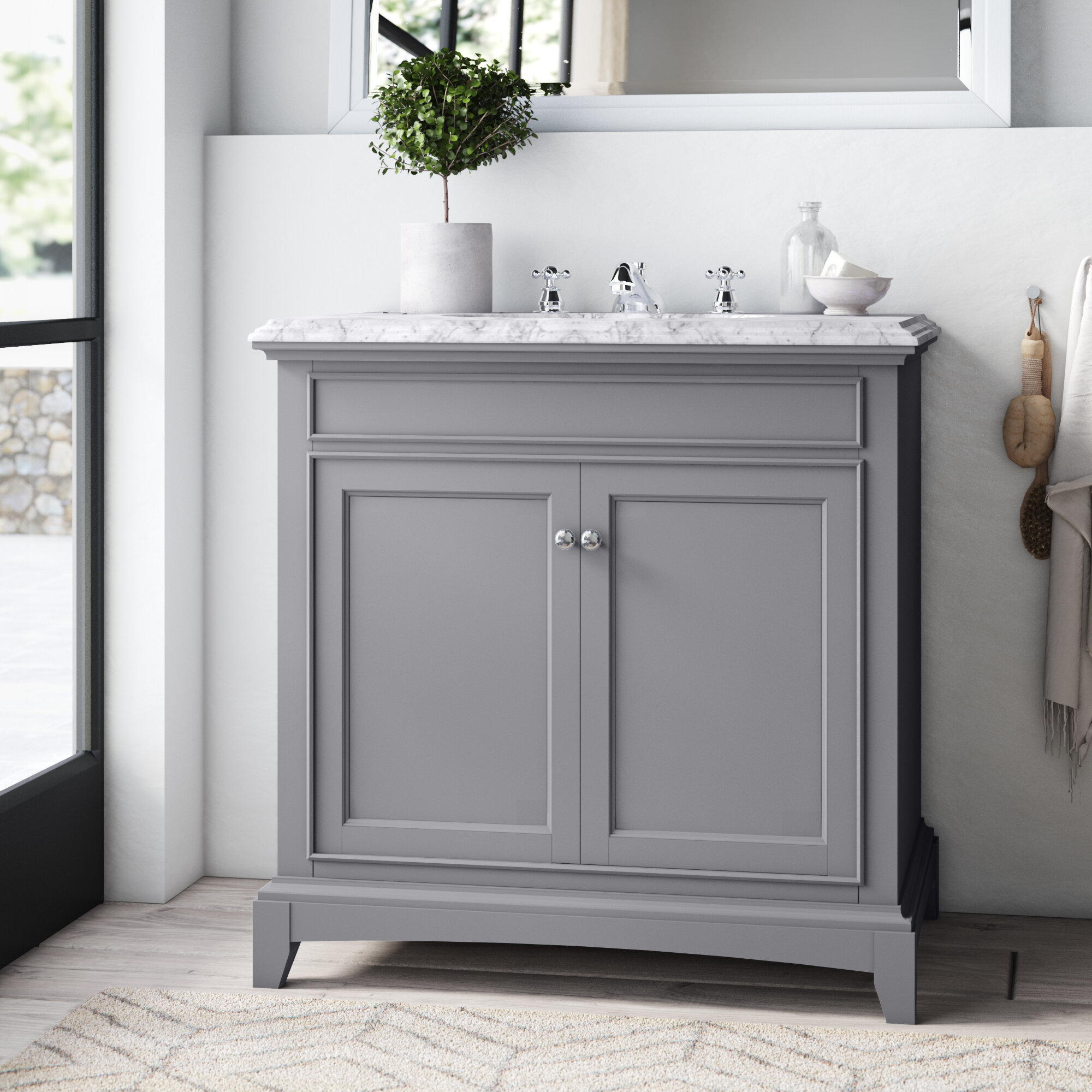 Canora Grey Fateema 36 Single Bathroom Vanity With Marble Top And Reviews Wayfair 8187