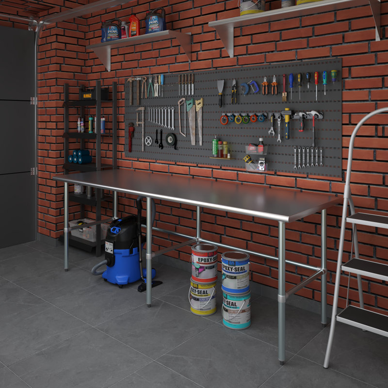Table de travail en acier inoxydable, H 35 po x L 96 po x L 30 po