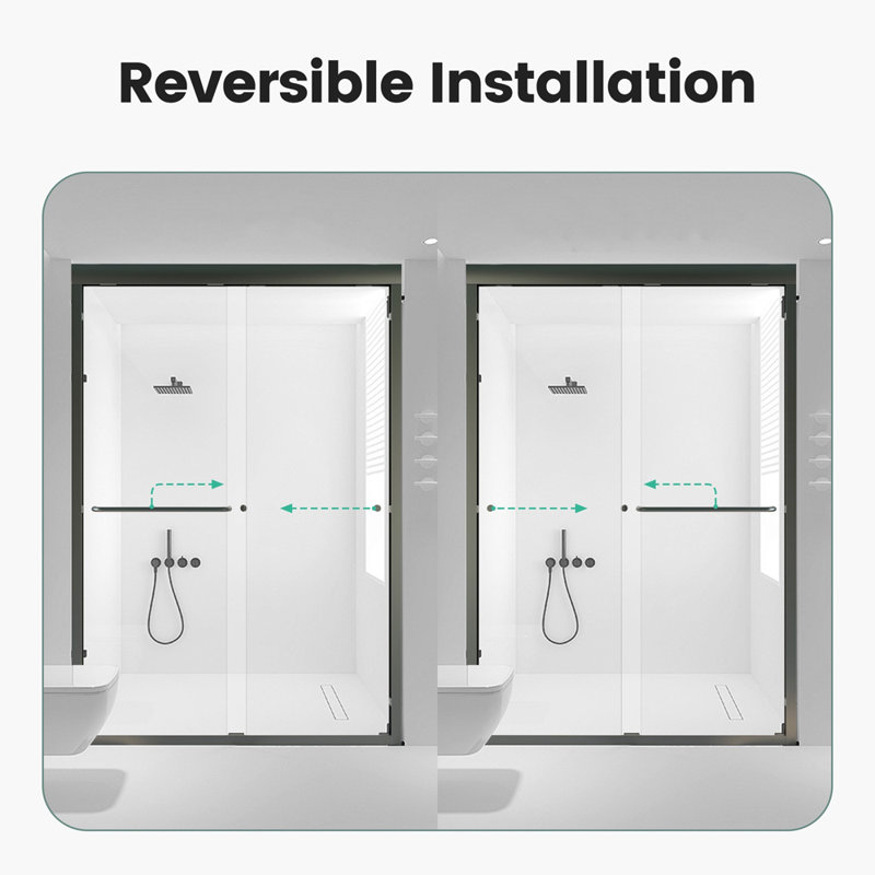 Semi-Frameless Double Sliding Shower Door, Black