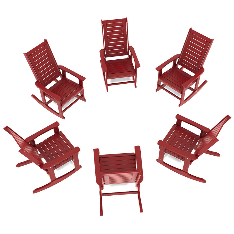 Chaise berçante d'extérieur Hdpe (ensemble de 6), Red