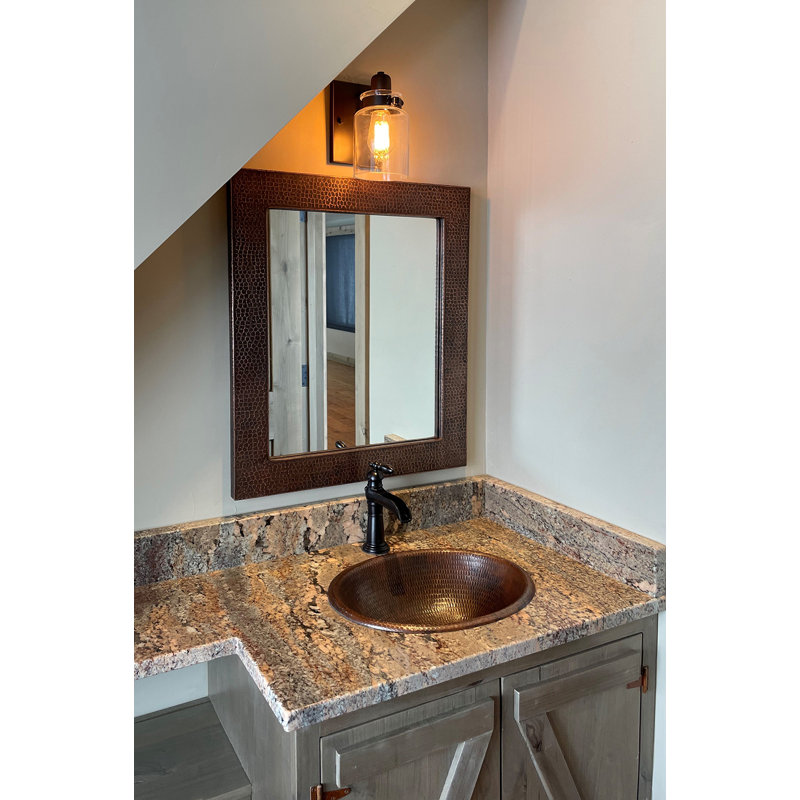 36" Rectangle Hammered Copper Mirror