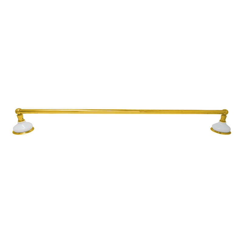 Porte-serviettes mural en porcelaine de style rétro en laiton massif et supports par Strom Living, Laiton ultra enduit