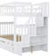 Lit superposé Twintwin avec lit gigogne et escalier blanc pour plus de commodité-2067419256