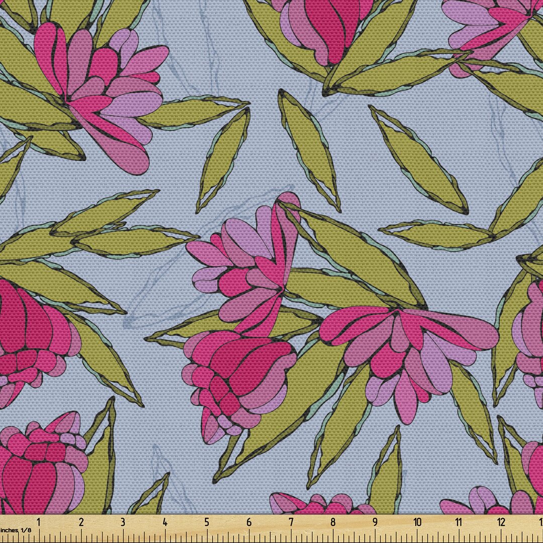 Gewebe als Meterware, Cartoon-Stil-Blumen-Entwurf, Blumen, Ceil Blau Grün Rosa