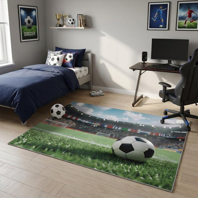 Tapis de soccer vert et noir 4 pi x 6 pi lavable