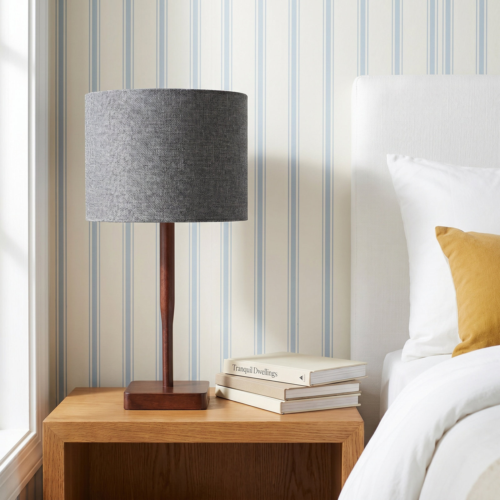Phipps Solid Wood Table Lamp, Walnut, Dark Gray
