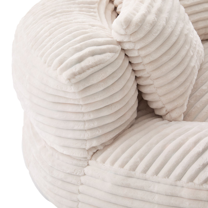 Fauteuil à billes surdimensionné en velours côtelé avec 3 coussins et accoudoirs, canapé paresseux en mousse haute densité pour adultes et enfants