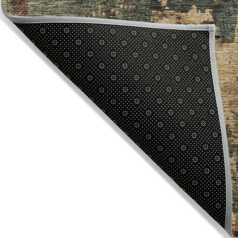 Tapis extérieur lavable abstrait brun clair / cuivre 3 'x 5' sauge