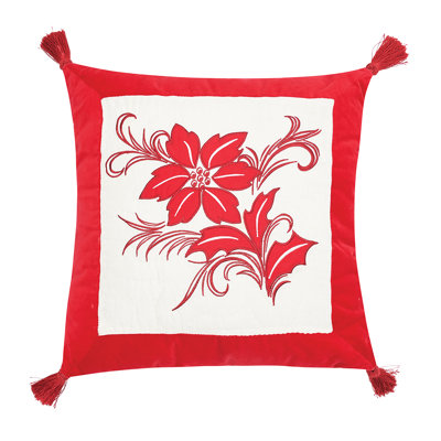 Winter Frost Poinsettia Quilted Pillow