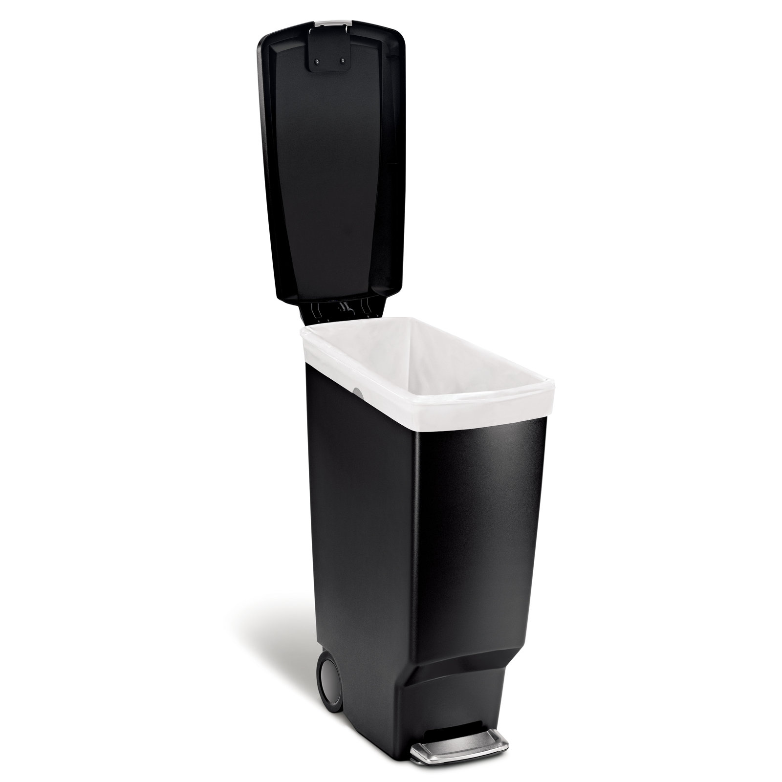 simplehuman 10.6gal Slim Step-On Can, Black