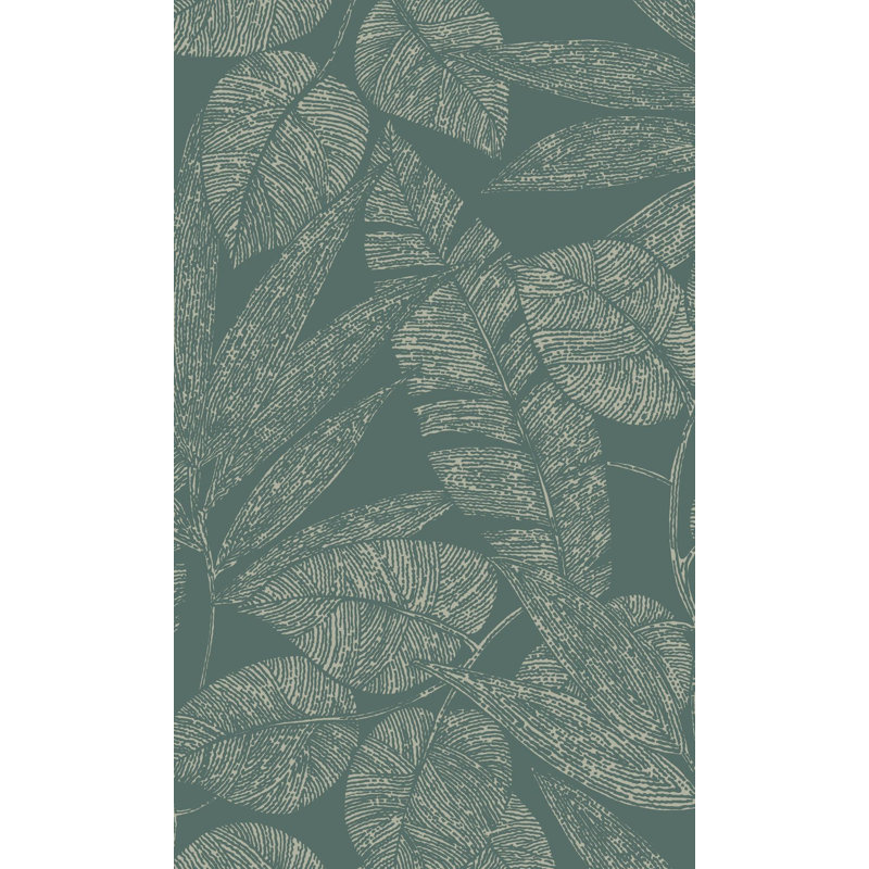 Rouleau de papier peint botanique numérique L 33 pi x l 21 po Nayah, Vert
